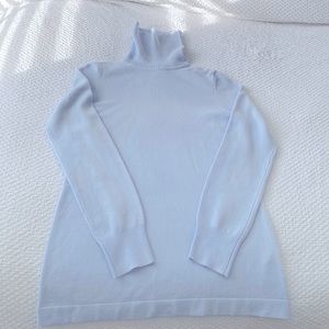 French Connection blue turtleneck sweater.